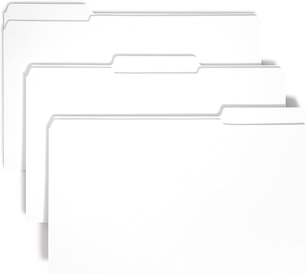 Smead File Folder, Reinforced 1/3-Cut Tab, Legal Size, White, 100 per Box (17834)