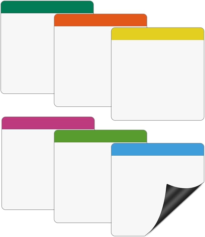 Dry Erase Magnetic Message Pads 6x6 for Office,Sticky Notes Magnets as Teacher Essentials for Classroom,Pack 6