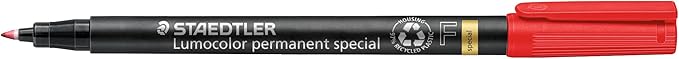 STAEDTLER Lumocolor Special, Fine, Permanent Marker For Coated surfaces and Glass, Red 319 F-2