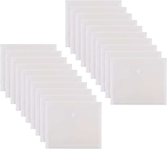 8.5 x 11 Letter Sized Clear Plastic Envelopes with Expanding Gusset Document File Storage Holder 20 Pack Hook Loop Closure