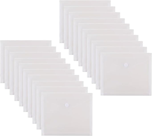 8.5 x 11 Letter Sized Clear Plastic Envelopes with Expanding Gusset Document File Storage Holder 20 Pack Hook Loop Closure