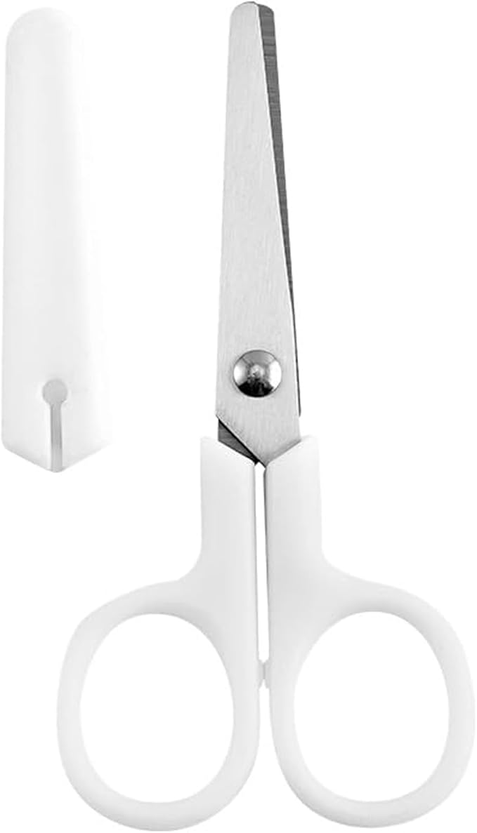 Small Safety Scissors with White Cover, Perfect for Kids & Students, Blunt Tip Cutting Tools for Multipurpose, Office, Home, School, Cut Craft Supplies, 1-Pack