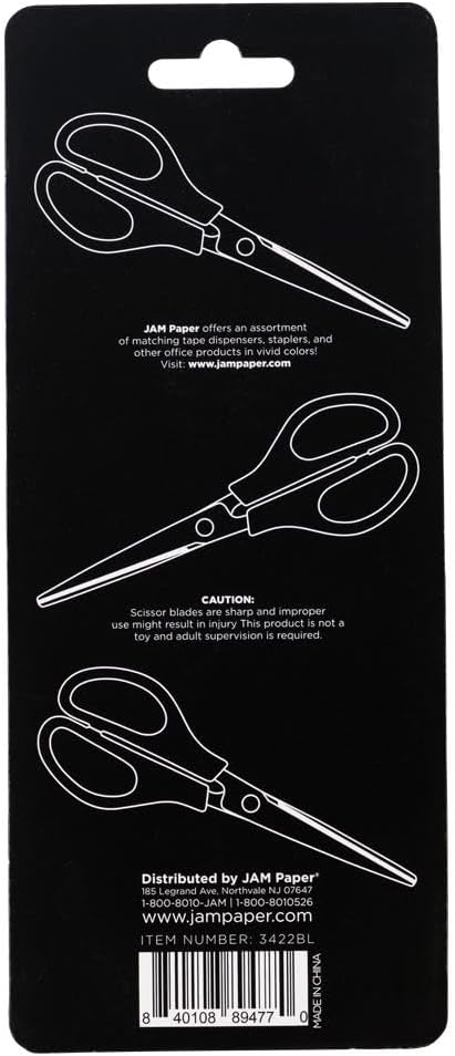 JAM PAPER Arts & Crafts Scissors - 6 3/4 Inch - Black - Ergonomic Handle & Stainless Steel Pointed Tip Blades - Sold Individually