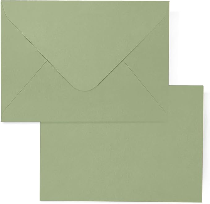 A7 Sage Green Envelopes 100 Pack, Goefun 5x7 V Flap Printable Envelopes for Invitation, Gift Cards, Birthday, Graduation, 5.25 x 7.25 in, 120GSM