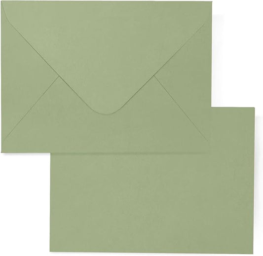 A7 Sage Green Envelopes 100 Pack, Goefun 5x7 V Flap Printable Envelopes for Invitation, Gift Cards, Birthday, Graduation, 5.25 x 7.25 in, 120GSM