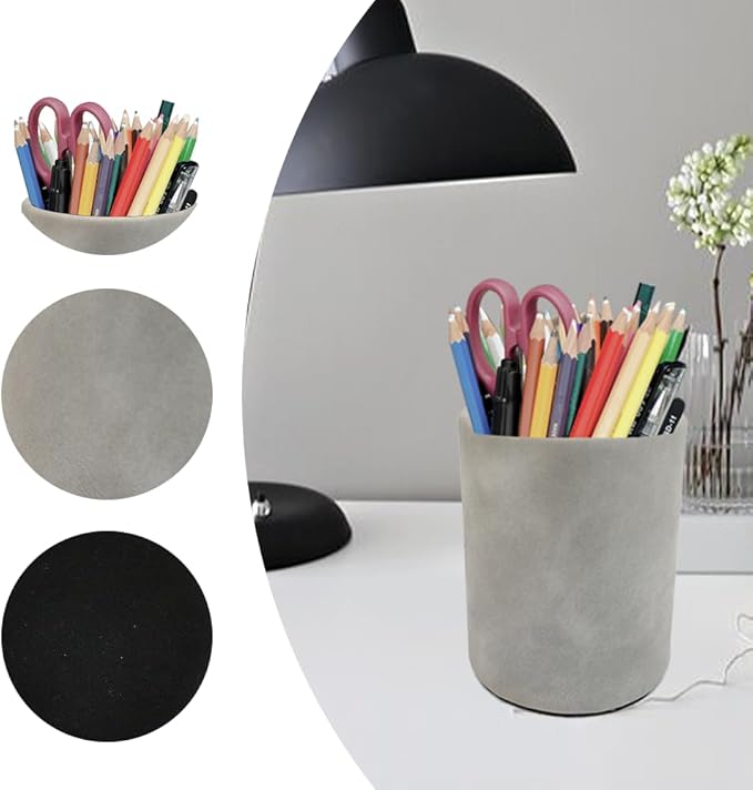 Pen Pencil Holder Cup Container Leather Desk Organizer Stand Decor Brush Scissor Holder Decoration Office Desk Home School