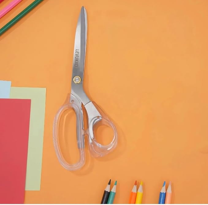 Fabric Scissors - 9 Inch Comfortable Handle All Purpose Scissors for Adults cutting,Tailor's Shears - All-Purpose Fabric, Crafting & Office & kitchen/Silver