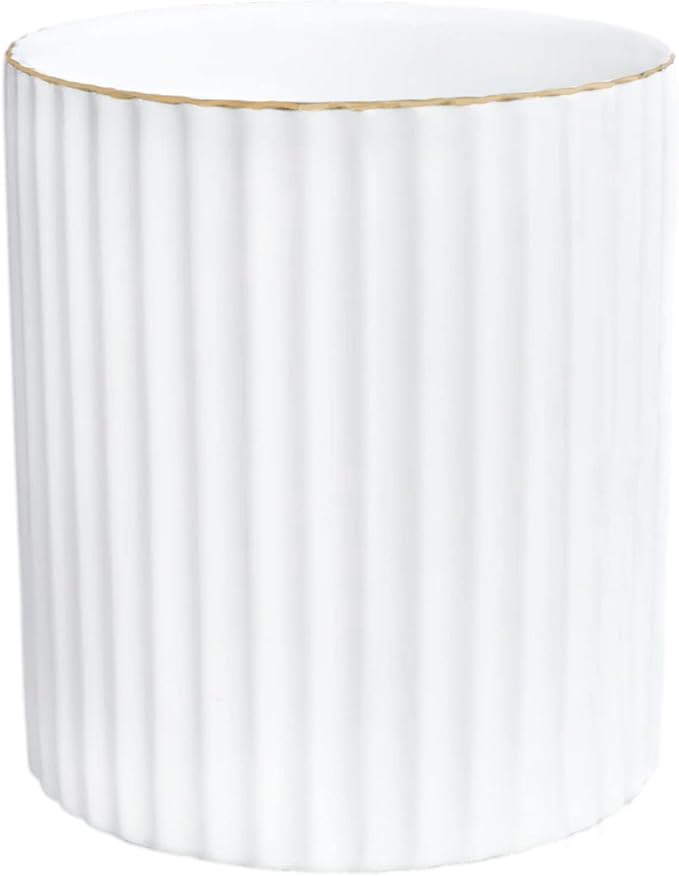 Pen Holder for Desk, Ceramic Pencil Cup Office Desk Organizer, Makeup Brush Holder, White