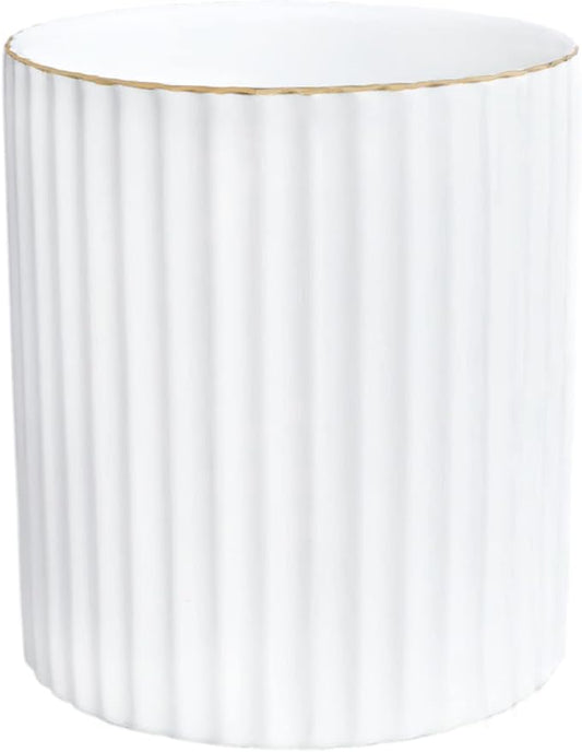 Pen Holder for Desk, Ceramic Pencil Cup Office Desk Organizer, Makeup Brush Holder, White