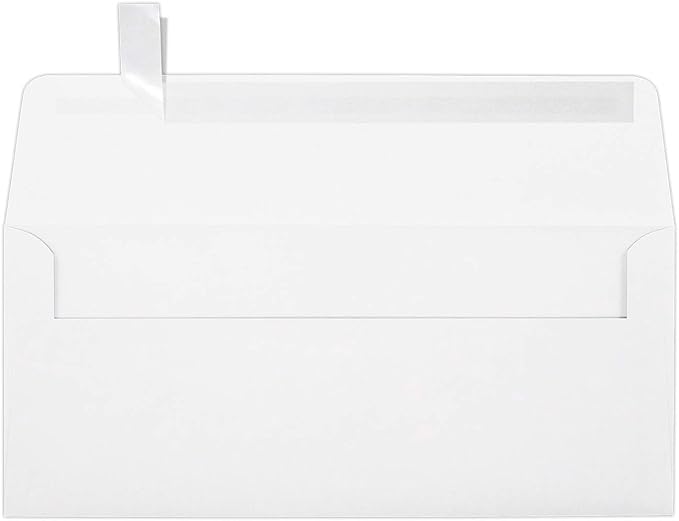 LUXPaper #10 Business Envelopes | Peel & Press | 4 1/8" x 9 1/2" | Snowflakes - White | 80lb. Text | 50 Qty