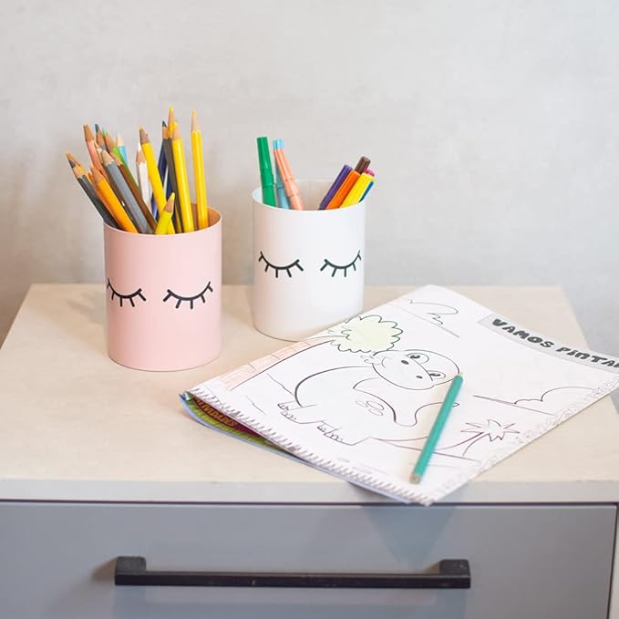 GEGUTON Makeup Design Pen Holder – Steel, White, Fun and Feminine Look – Organizes Pens and Accessories, Adds Charm to Desks, Great Gift Idea – Fun Collection