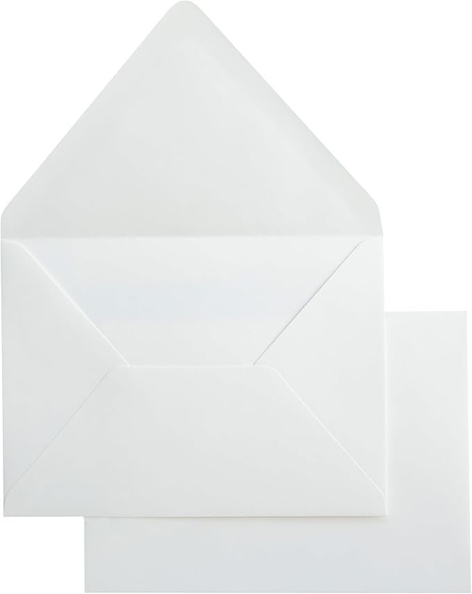 PONATIA 50PCS A7 Euro Flap Envelopes, 5.25 x 7.25'' Ivory Envelopes for Weddings Invitations, Photos, Postcards, Greeting Cards, Christmas Gift Cards, Acrylic Mailing (No Liner)