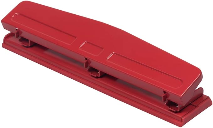 JAM PAPER Metal 3 Hole Punch - Red - 10 Sheet Capacity - Hole Puncher Sold Individually