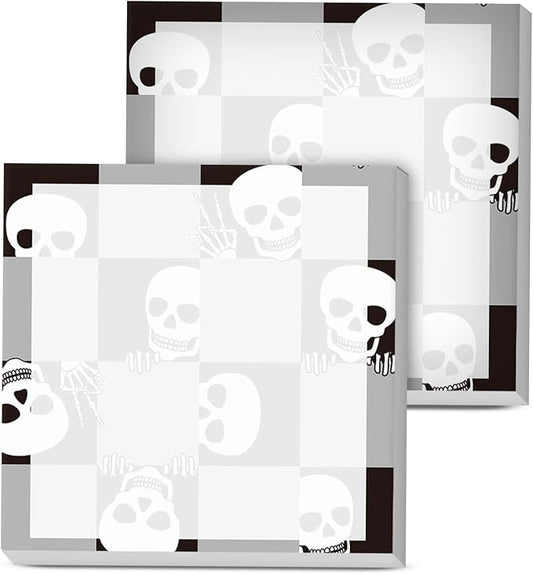 Sticky Notes, 2 Pads, 3x3 inches, Cute Colorful Fun Self-Stick Note Pads, Easy Post, Strong Adhesive Notepad Skull Checkerboard