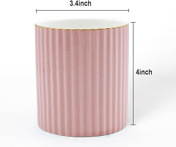Pen Holder for Desk, Ceramic Pencil Cup Office Desk Organizer, Makeup Brush Holder (Pink)