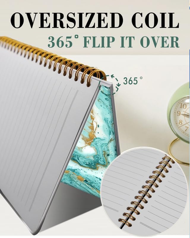 Spiral Journal Notebook,A5 Hardcover Lined Journals for Women Girl 6 x 8.3 in,120 Pages Thick Paper,Cute College Ruled Writing Notebook for Gifts Office Work School(Trendy Green Marble)