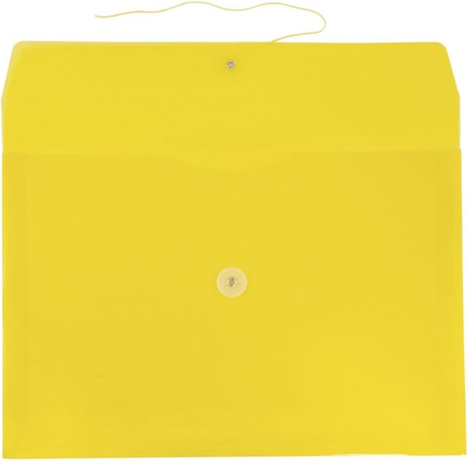 JAM PAPER Plastic Envelopes with Button & String Tie Closure - Legal Booklet - 9 3/4 x 14 1/2 - Assorted Primary Colors - 12/Pack