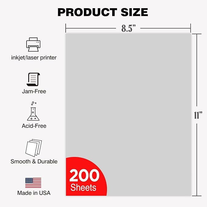Veritas Colored Copy Paper, Gray Multi-Purpose paper,Colored Printer Paper 8.5” x 11”, 20 lb / 75 GSM,Grey,200 Sheets，Made in USA