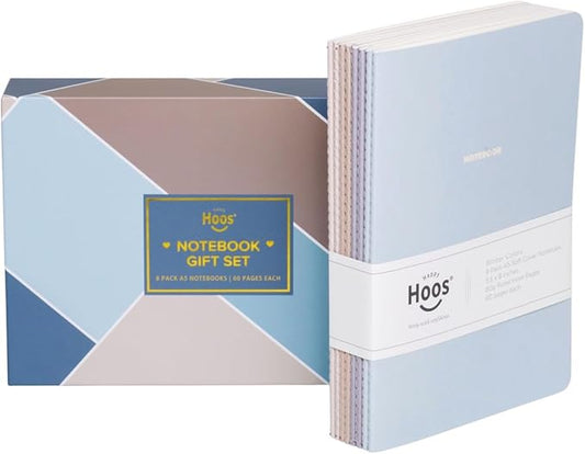 Notebook Journal (8 Pack), A5, 5.5 x 8 in, Cute Soft Paper Cover Notebook Set, Thin Writing Journal for Travel, Meditation, Wedding and Dream Journals, Lightweight Lined Paper Diary, 60