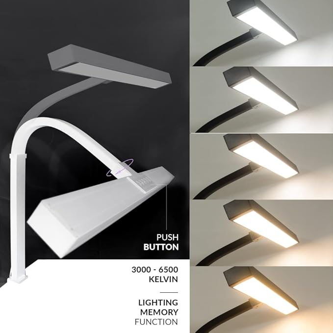 Neatfi (New Model) Flex Desk Lamp with Clamp, Dimmable, 3,000 Lumens 30W LED Monitor Light, 3000K-6500K Correlated Color Temperature, 5 Brightness Levels & 5 Light Modes (31.5 Inches, White)
