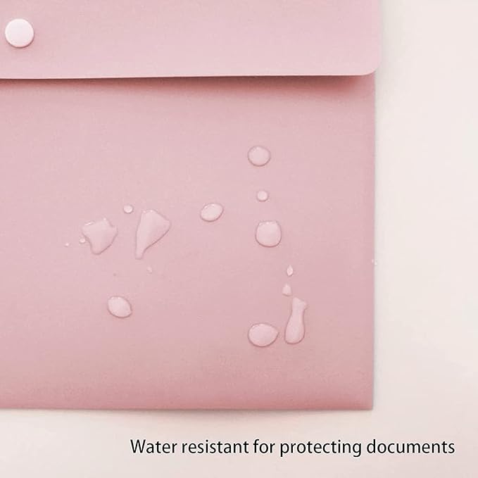 VANRA Poly File Folders Letter Size File Jackets Organizer Plastic Envelope A4 Flat Document Holder with Snap Button Closure (Pastel Pink, Pack of 5)