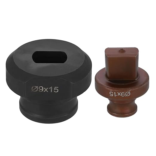 HARFINGTON Hydraulic Hole Punch Die 9x15mm Slotted Hole 40Cr Steel Electric Punching Kit for MHP-20 JP-20 Electric Punching Machine, Burgundy & Black