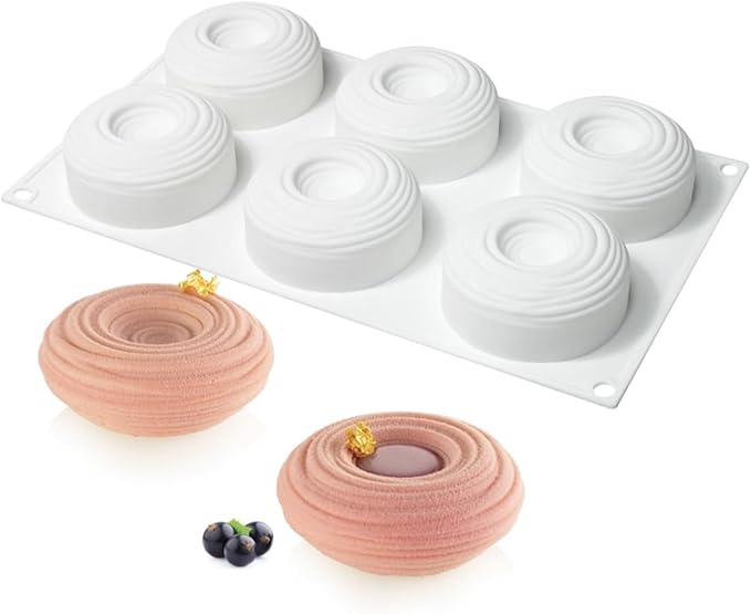 mostsom Silicone Molds for Baking Non-Stick Candy, Chocolate, Cookie, Oreo, Mini Soap, Pudding, Jello, Muffin, Dog Treats Ideal for Cupcakes, Ice Cubes, and Jelly Mold (C_ Spiral Circles)