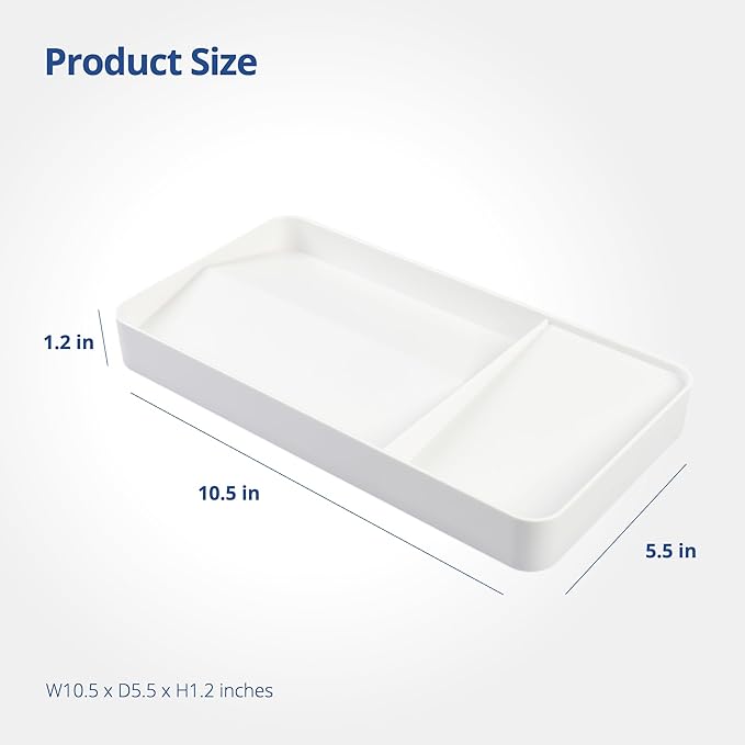 BLUE GINKGO Desk Tray – Korean-Made Organizer for Notes, Pens, Pencils, and Accessories (Double-sided, White)