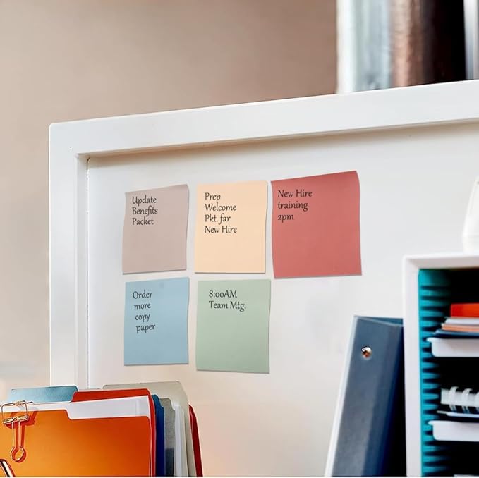 12 Pack Sticky Notes,3X3 in Vintage Colors Sticky Notes,600 Sheets Self-Stick Note Pads,Super Adhesive Memo Pads, Easy to Post Notes for Study, Works and Daily Life (3x3 inch)