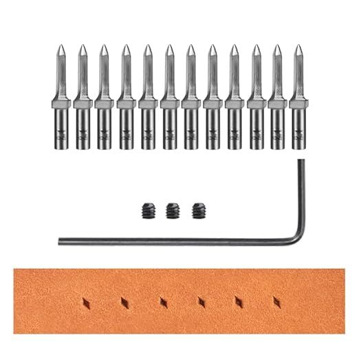 WUTA Removable Leather Hole Punch,Versatile Leather Stitching Punch,Leather Hole Punch Tool Set,Leather Stitch Punch for Leather Stitching Punch Craft DIY（12 x Diamond Head）