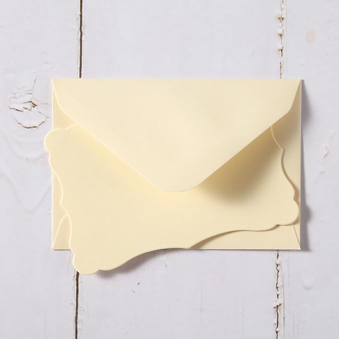 100 Pack Mini Envelopes with Note Cards in 5 Colors for Wedding, Birthday, Baby Showers, 4 x 2.7 Inches (Brown)