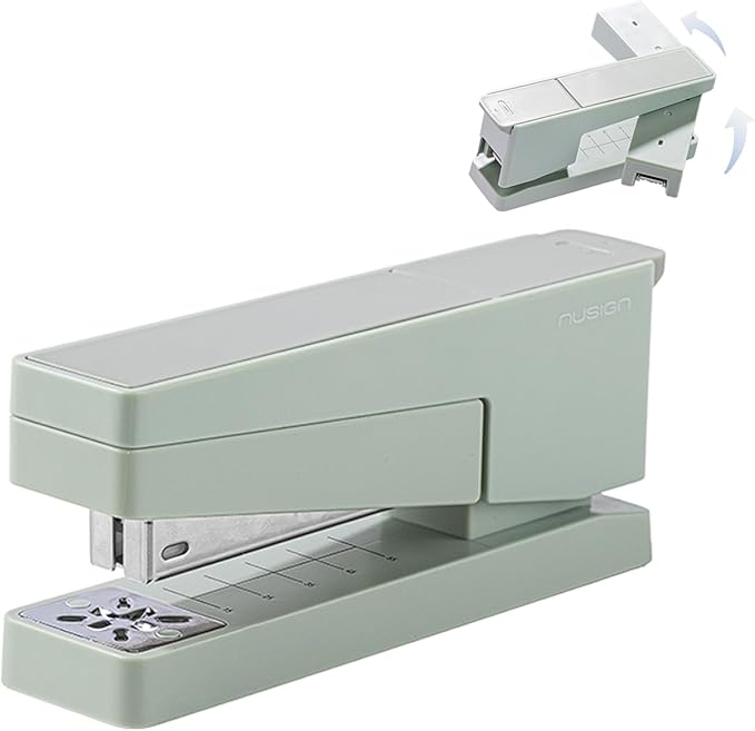 Swing-Arm Desktop Stapler, 360° Rotating Base, 25-Sheet Capacity, Fits 24/6 & 26/6 Staples, Durable Metal Build with Non-Slip Pad for Office & Home Use (Green)