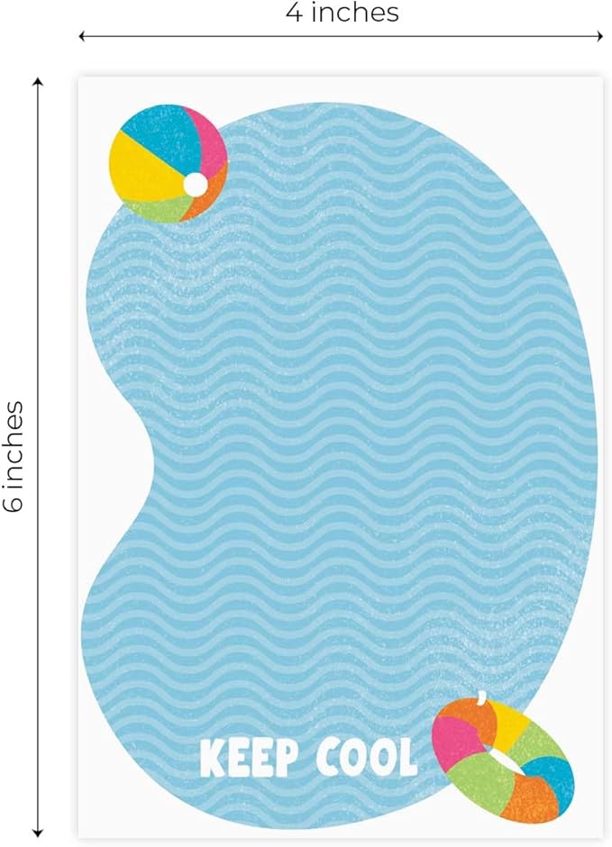 Gotcha Covered Notebooks Summer Vibes Sticky Note Set / 4" x 6" Repositionable Sticky Note Pads / Five Modern Beach Theme Designs / Made in The USA