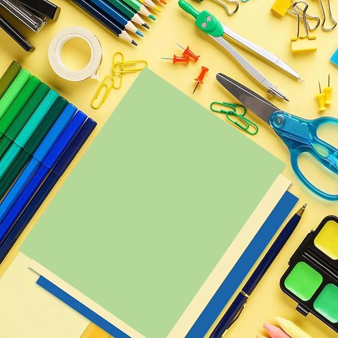 Veritas Mint Green Colored Cardstock, 8.5" x 11" Colored Copy paper, 110LB/199GSM Printer Paper, 100 Sheets (1 Reams), Colored Multi-Purpose Paper, Made in USA