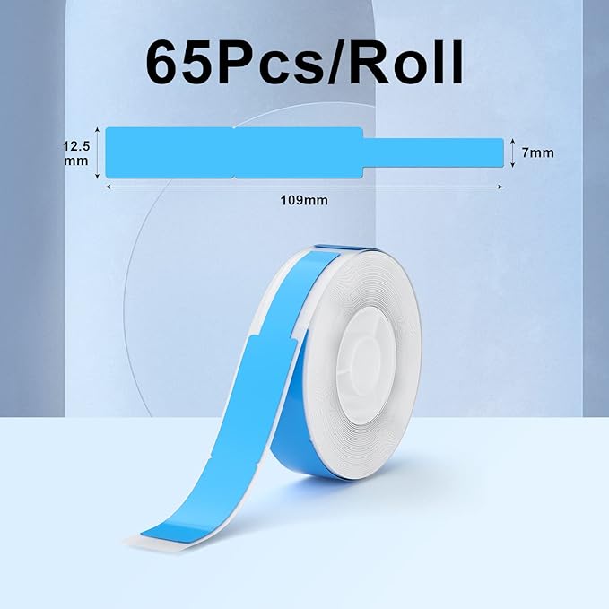 NIIMBOT D11 Label Tape D110 Label Maker Papers 3Rolls Cable Labels, Self-Adhesive Labeling Tape 0.47" X 4.29" (12 X 109mm) Cable Label Refills for Home Office Circuit Box, 195 Labels/3Rolls, Blue