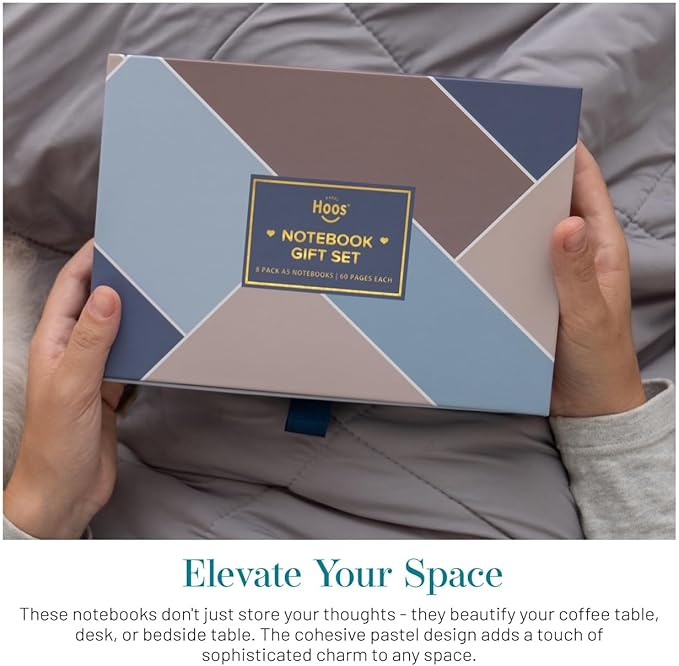 Notebook Journal (8 Pack), A5, 5.5 x 8 in, Cute Soft Paper Cover Notebook Set, Thin Writing Journal for Travel, Meditation, Wedding and Dream Journals, Lightweight Lined Paper Diary, 60