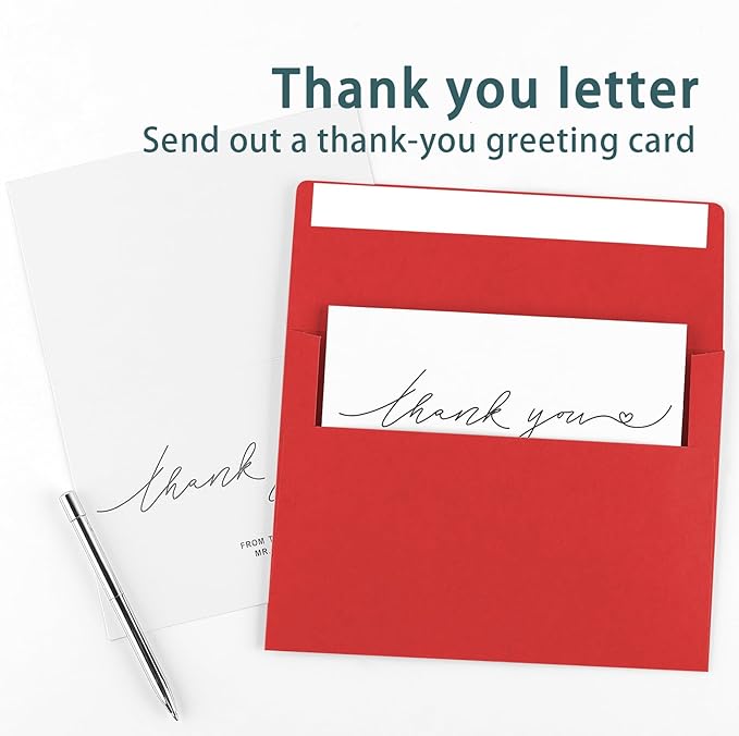 50 Pack 4x6 Printable Envelopes - Self Seal A4 Red Envelopes for Invitations, Baby Showers, Birthdays, Weddings & Postcards