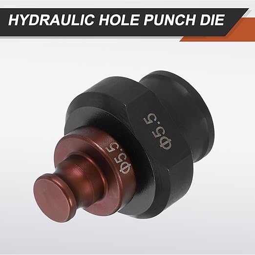 HARFINGTON Hydraulic Hole Punch Die 5.5mm Round Hole 40Cr Steel Electric Punching Kit for MHP-20 JP-20 Electric Punching Machine, Burgundy & Black