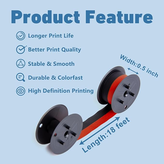 12 Pack Calculator Ribbon Compatible for Canon MP11DX Calculator Ink Ribbon Red/Black Compatible with Porelon 11216, Sharp EL-1197PIII, Casio DR-210R, Canon MP11DX MP25DV