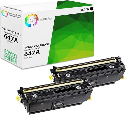 TCT 647A Black Toner Cartridge 2 Pack - Compatible Replacement for HP 647A CE260A Black Works with HP Color Laserjet CP4520 CP4025 CP4525 Printers (8,500 Pages)