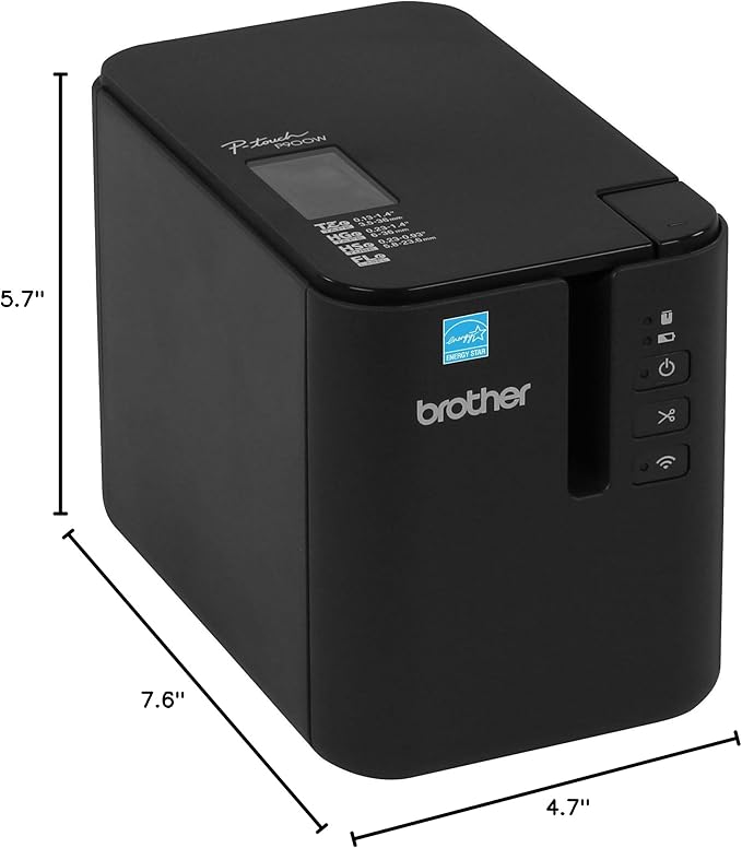 Brother P-Touch PT-P950NW Industrial Network Laminate Label Printer, Up to 36 mm Labels, Standard USB 2.0 and Serial, Ethernet, Built-in Wi-Fi®, Optional Bluetooth®,Black