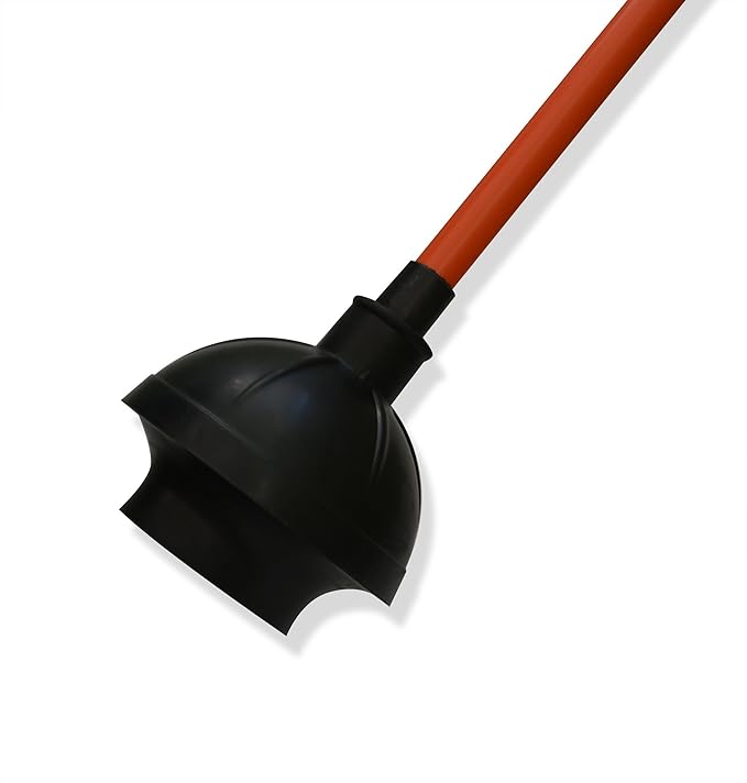 Heavy-Duty Toilet Plunger | Sink, Drain, & Toilet Clog Remover with a High-Grade Suction Cup | Bathroom Plunger for Commercial & Industrial Use | Flange Plunger for Toilet, Red Handle