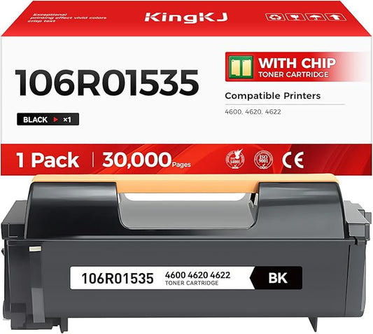 4600 4620 4622 Toner Cartridge Black 1-Pack High Capacity Replacement for Xerox 106R01535 Compatible with Xerox Phaser 4600 4620 4622 Laser Printer Copier Copy, 30,000 Pages Monochrome Ink