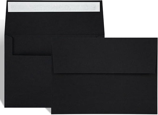 100 Pack A2 Black Envelopes Self Sealing Adhesive Perfect for Weddings, RSVP, Invitations, Baby Shower,Greeting Cards,Announcements, Thank You Notes| A2(4.375 x5.75 Inches)