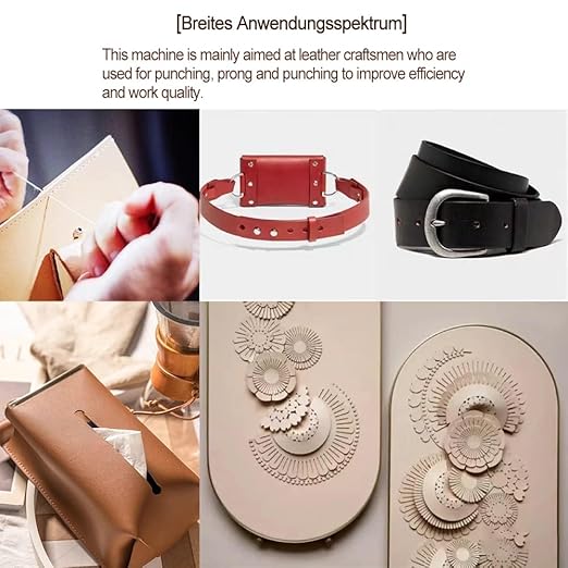 Leather Hole Puncher Hand Punching Machine Manual Press Puncher Punch Tools for DIY Craft (with Chuck, PP Plate, 4* Leather Prong Punch,7*Circular Punch)