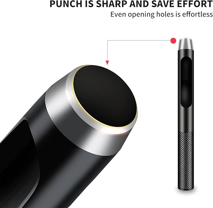 6PCS Leather Hole Punch Set (1.5mm-5mm) | Industrial Grade Stainless Steel Belt Hole Puncher for Leather Craft, Watch Bands, Gasket Belts | Hand-Polished Sharp Blades & Durable Design