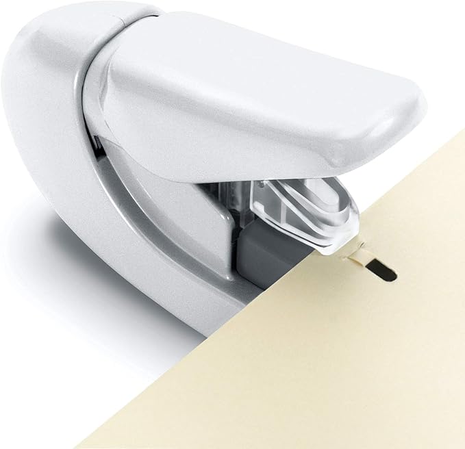 Plus Paper Clinch Compact Staple-Free Stapler, Ivory White