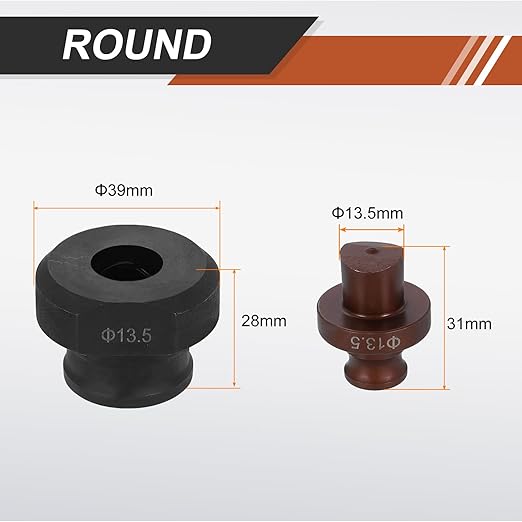 HARFINGTON Hydraulic Hole Punch Die 13.5mm Round Hole 40Cr Steel Electric Punching Kit for MHP-20 JP-20 Electric Punching Machine, Burgundy & Black