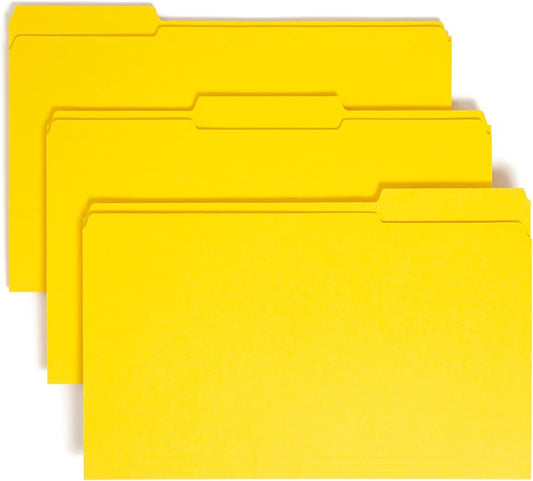 Smead File Folder, Reinforced 1/3-Cut Tab, Legal Size, Yellow, 100 per Box (17934)