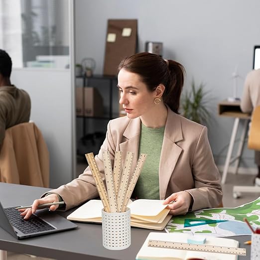 5Pcs 12 Inches Wooden Ruler - 2 Scale Measuring Rulers with Centimeters & Inches for Adults Students Supplies - 30 cm Drafting Tools for Home Office School